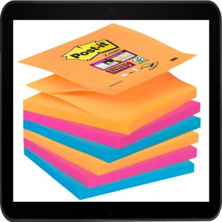 7,6 x 7,6 cm - Post-it® Super Sticky Z-Notes Haftnotizen farbsortiert