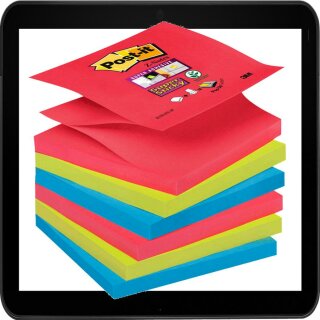 7,6  x 7,6 cm - Post-it® Super Sticky Z-Notes Haftnotizen farbsortiert