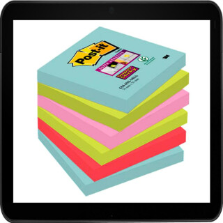 7,6 x 7,6 cm - Post-it® Super Sticky Haftnotizen farbsortiert