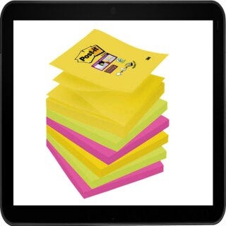 7,6 x 7,6 cm - Post-it® Super Sticky Z-Notes Haftnotizen 654MTDR farbsortiert