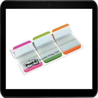 2,5 x 3,8 cm - 3x 22 Streifen Post-it® Index Strong Haftmarker farbsortiert im Spender