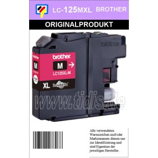 LC125XLM Brother Druckerpatrone Magenta mit 1.200 Seiten Druckleistung nach ISO