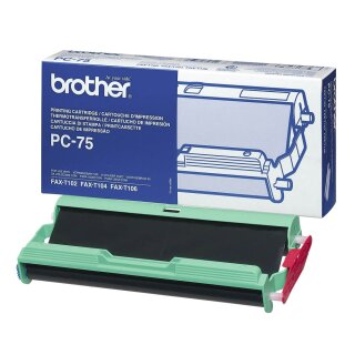 PC-75 - schwarz - Original Brother Thermotransferband mit 144 Seiten Druckleistung nach Iso