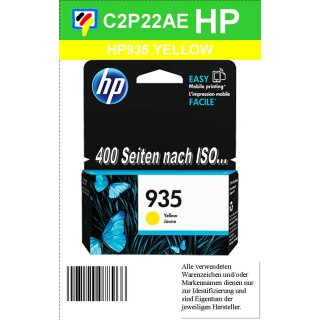 HP935Y - C2P22AE - yellow - HP Originalpatrone mit 400 Seiten Druckleistung nach ISO für HP Officejet Pro 6230 & 6830