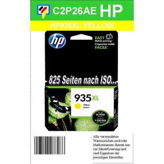 HP935YXL - C2P26AE - yellow - HP Originalpatrone mit 825 Seiten Druckleistung nach ISO für HP Officejet Pro 6230 & 6830