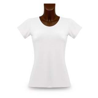 Basic Lady Slim Fit-New Generation, Farbe Weiss, div. Größen 93% Polyester & 7% Spandex für Sublimations- / Flexdruck