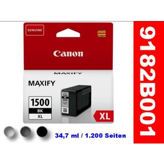 PGI-1500XL BK - schwarz - Canon Original Druckerpatrone mit  34,7ml Inhalt für ca. 1.200 A4 Seiten nach ISO (9182B001)