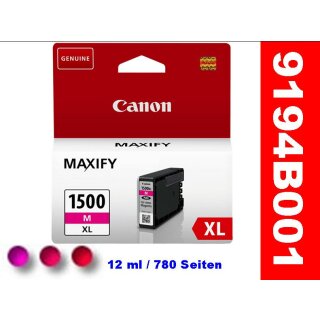 PGI-1500XL M - magenta - Canon Original Druckerpatrone mit  12ml Inhalt für ca. 780 A4 Seiten nach ISO