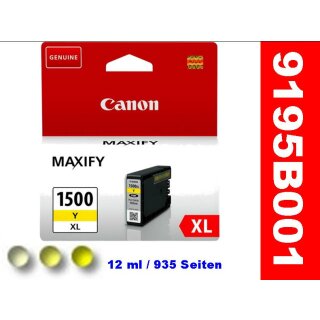 PGI-1500XL Y - yellow - Canon Original Druckerpatrone mit  12ml Inhalt für ca. 935 A4 Seiten nach ISO