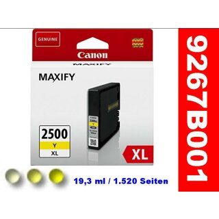 PGI-2500XL Y - yellow - Canon Original Druckerpatrone mit  19,3ml Inhalt für ca. 1.520 A4 Seiten nach ISO