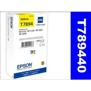 T789440 - yellow XXL- Epson Druckerpatrone 78 für ca. 4.000 Seiten Druckleistung - Durabrite Ultra 