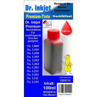 ER81M - 100ml Magenta Dr. Inkjet Premium Nachfülltinte für Epson EcoTank Drucksysteme - ersetzt T6643