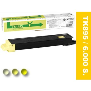 TK895Y - yellow - Original Kyocera Toner mit 6.000 Seiten Druckleistung nach Iso