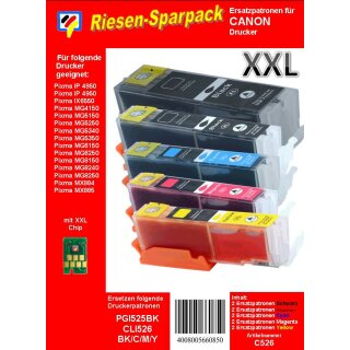 C529MP - Multipack - 5 TiDis Ersatzdruckerpatronen -BK|C|M|Y|PBK- ersetzen PGI525 | CLI526