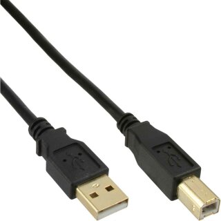 InLine® USB 2.0 Kabel, A an B, schwarz, Kontakte gold, 5m