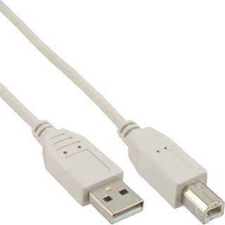 InLine® USB 2.0 Kabel, A an B, beige, 1,8m