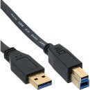 InLine® USB 3.0 Flachkabel, A an B, schwarz, Kontakte...