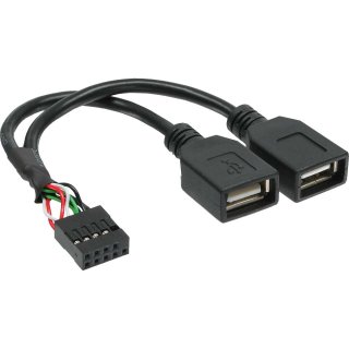 InLine® USB 2.0 Adapterkabel, 2x Buchse A auf Pfostenanschluss