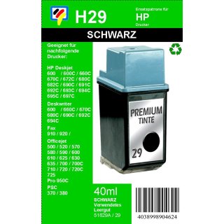 HP29 - TiDis Recyclingpatrone für 51629AE - schwarz -  mit 40ml Inhalt