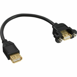 InLine® USB 2.0 Adapterkabel, Buchse A auf Einbaubuchse A, vergoldete Kontakte, 0,2m