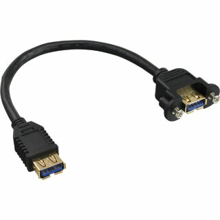 InLine® USB 3.0 Adapterkabel, Buchse A auf Einbaubuchse A, vergold. Kontakte, 0,2m
