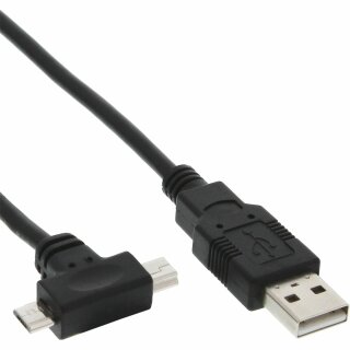 InLine® USB 2.0 Universal-Kabel, Stecker A an Micro-B USB und Mini-USB Stecker (5pol.), schwarz, 1,8m