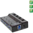 InLine® USB 3.0 Hub, 4 Port, schwarz, mit Schalter,...