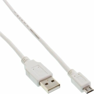 InLine® Micro-USB 2.0 Kabel, USB-A Stecker an Micro-B Stecker, weiß, 3m