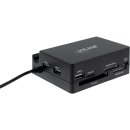 InLine® OTG Stand, Dockingstation mit Card Reader und USB-Hub, schwarz