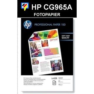 A4 Laser HP Professional Fotopapier HOCHGLANZ 150g/m2 in 150 Blatt Packung - CG965A