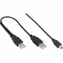 InLine® USB Mini-Y-Kabel, 2x Stecker A an Mini-B Stecker (5pol.), 2m