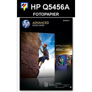 A4 Inkjet Fotopapier HP HOCHGLÄNZEND 250GR. (25BL.) - Q5456A  
