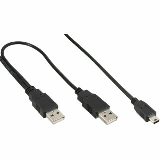 InLine® USB Mini-Y-Kabel, 2x Stecker A an Mini-B Stecker (5pol.), 3m