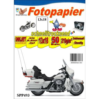 SPP493 - 13x18 Seidenmattes Fotopapier 210g -50 Blatt Packung - >> "Für alle Tintenstrahldrucker geeignet" <<