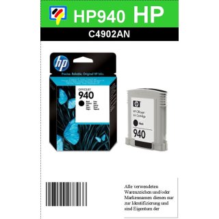 HP940BK - Original C4902AE - Black - mit 22ml Inhalt mit ca. 1.000 Seiten Druckleistung nach Iso