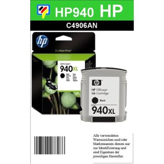 HP940BKXL - Original C4906AE - Black - mit 69ml Inhalt mit ca. 2.200 Seiten Druckleistung nach Iso