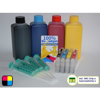 IRP1027-100 - Sparpack CISS / Easyrefill T18 + T18XL Multipack mit 4 Patronen und 4 x 100ml Dr.Inkjet Premium Nachfülltinte