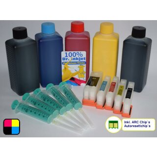 IRP1029-250 Supersparpack CISS / Easyrefill T26 + T26XL  inkl. 5 x 250ml Dr.Inkjet Premium Nachfülltinte