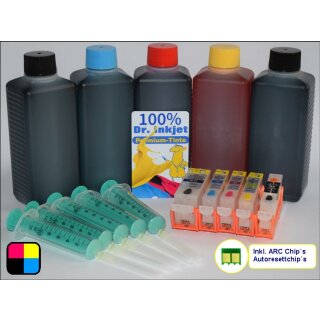 IRP1051-500 - CISS / Easyrefillpatronen Riesensparpack für PGI520 & CLI521er CMYK mit 2.500 ml Dr.Inkjet Premium Nachfülltinte und Nachfüllwerkzeug