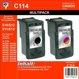 C114 - TiDis Multipack mit 2 Ersatzpatronen  - schwarz & color -