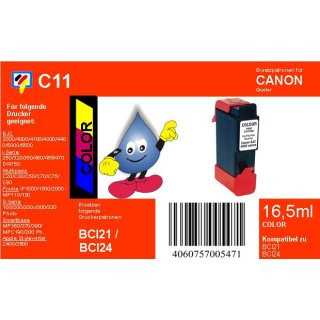 C11 - TiDis Ersatzdruckerpatrone mit 16,5ml Inhalt - BCI24 / BCI21C - color -