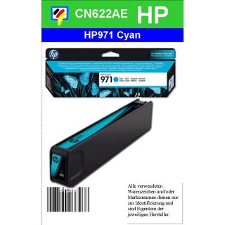 HP971C - Original CN622AE - cyan - Druckpatrone Nr. 971 mit ca. 2.500 Blatt Druckleistung nach Iso