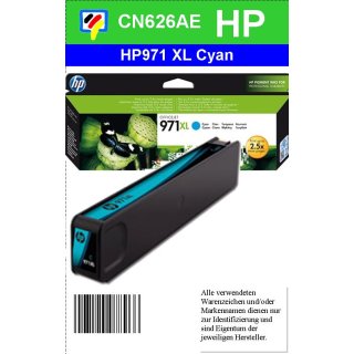 HP971CXL - Original CN626AE - cyan - Druckpatrone Nr. 971XL mit ca. 6.600 Seiten Druckleistung nach Iso