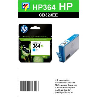 HP364CXL - Original CB323EE - cyan - Druckpatrone mit 6ml Inhalt zum Superangebot  