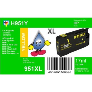 HP951Y- TiDis Ersatzpatrone - yellow - mit 17ml Inhalt ersetzt CN048A HP951YXL
