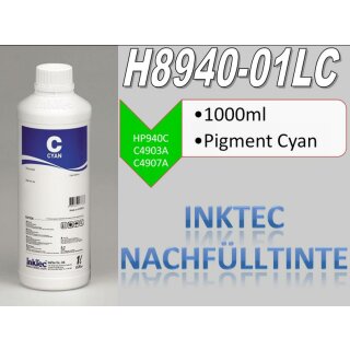 Inktec Nachfülltinte 1000ml Pigmentiert cyan für HP711 / HP933 / HP940 / HP951 / HP953  