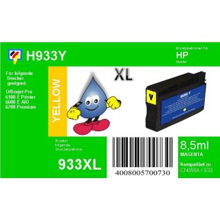 HP933Y - TiDis Ersatzpatrone yellow - mit 8,5ml Inhalt ersetzt CN056AE/HP933YXL