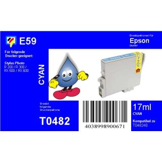 E59 - TiDis Ersatzpatrone - cyan- mit 17ml Inhalt ersetzt T048240