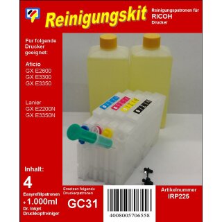 Ricoh Aficio GX E 2600 Düsenreiniger | Druckkopfreinigung Set - IRP225 | GC-31 Druckerpatronen