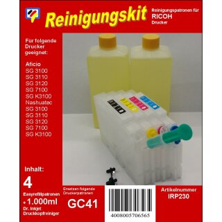 Ricoh Aficio SG 3110 Düsenreiniger | Druckkopfreinigung Set - IRP230 | GC-41 Druckerpatronen